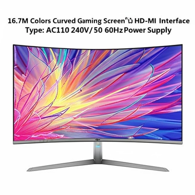 16Màn hình chơi game cong màu.7M với kiểu giao diện HD-MI và nguồn điện AC110 240V/50 60Hz